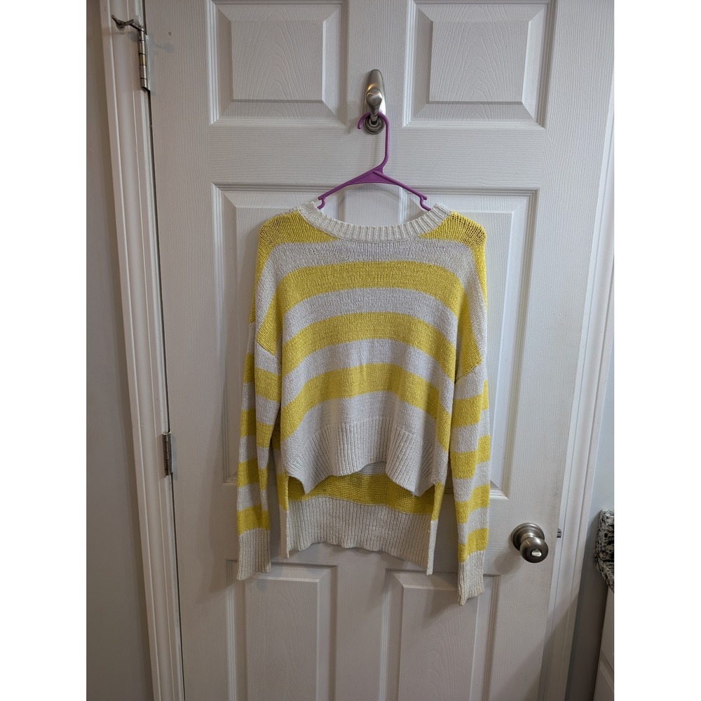 C&C California Striped Knit Sweater Yellow White Crew Neck‎ Women's - Size S